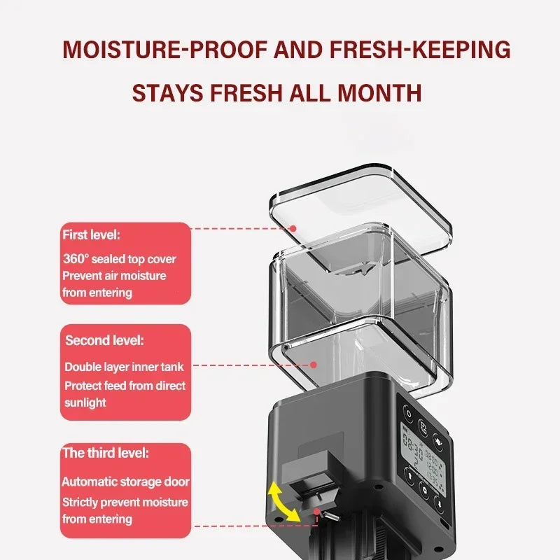 Automatic Fish Feeder LED LCD Screen 120ml/320ml Large Capacity Smart Timing Turtle Fish Tank Auto Feeder Aquarium Accessories - ZOOMNSTORE