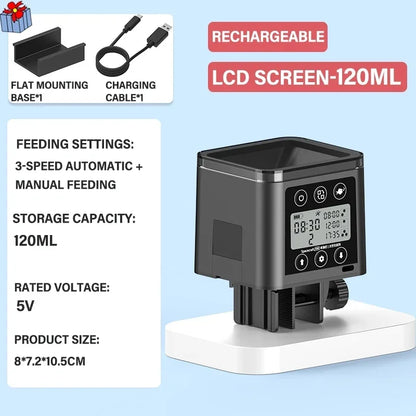 Automatic Fish Feeder LED LCD Screen 120ml/320ml Large Capacity Smart Timing Turtle Fish Tank Auto Feeder Aquarium Accessories - ZOOMNSTORE