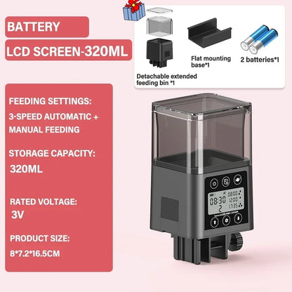 Automatic Fish Feeder LED LCD Screen 120ml/320ml Large Capacity Smart Timing Turtle Fish Tank Auto Feeder Aquarium Accessories - ZOOMNSTORE