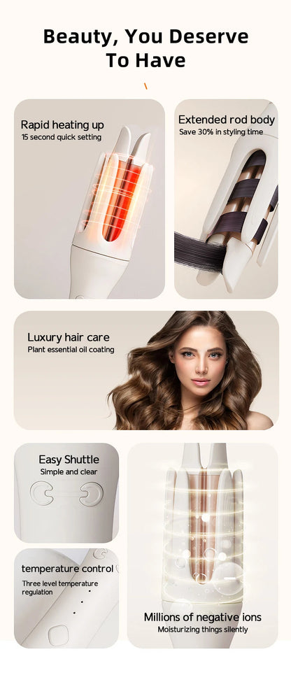 Automatic Hair Curler - 32mm Ceramic Hair Roller With Auto Rotating Wand - ZOOMNSTORE