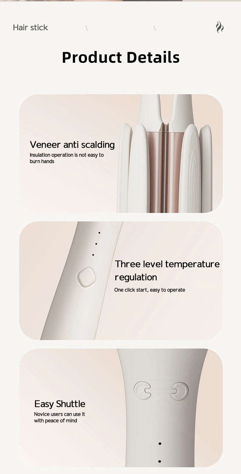 Automatic Hair Curler - 32mm Ceramic Hair Roller With Auto Rotating Wand - ZOOMNSTORE