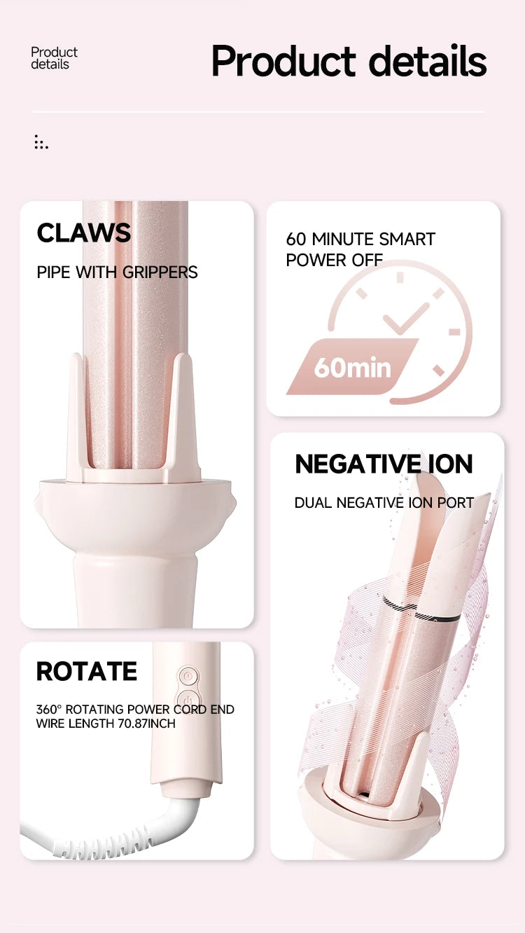 Automatic Hair Curler | 32mm Ceramic Hair Roller With Timer & Anti-Scald Design - ZOOMNSTORE
