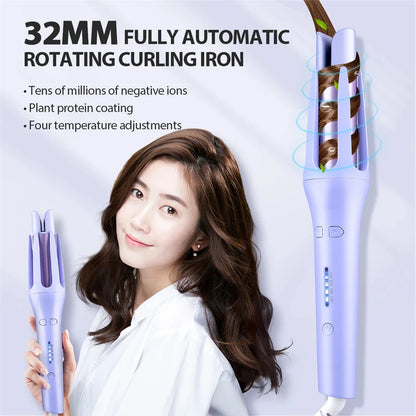 Automatic Hair Curler - 32MM Ceramic Hair Roller with Digital Temperature Control - ZOOMNSTORE