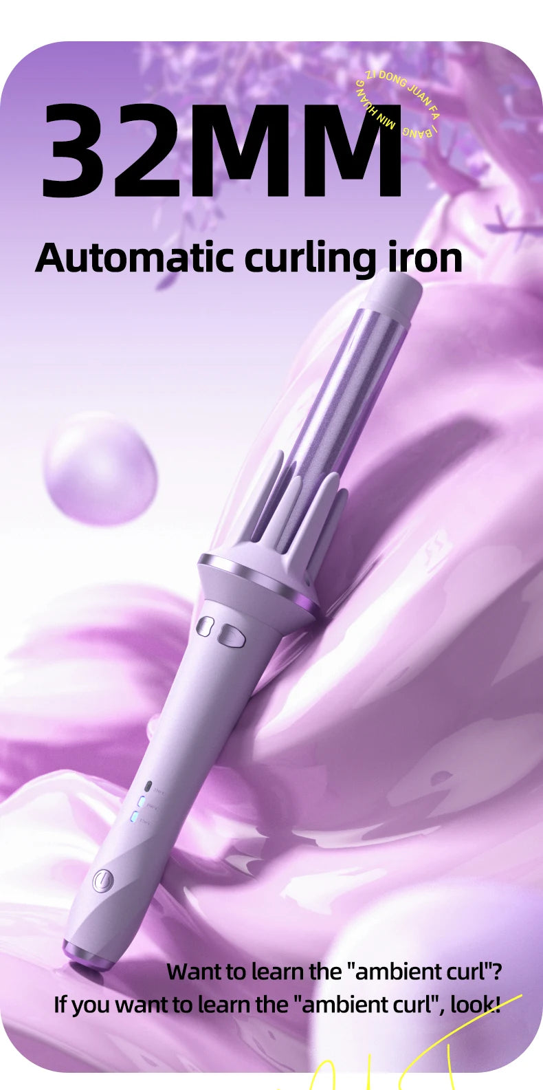 Automatic Hair Curler - Large Wave Curling Iron 28mm/32mm | Fast Heating Tourmaline Ceramic Wand - ZOOMNSTORE