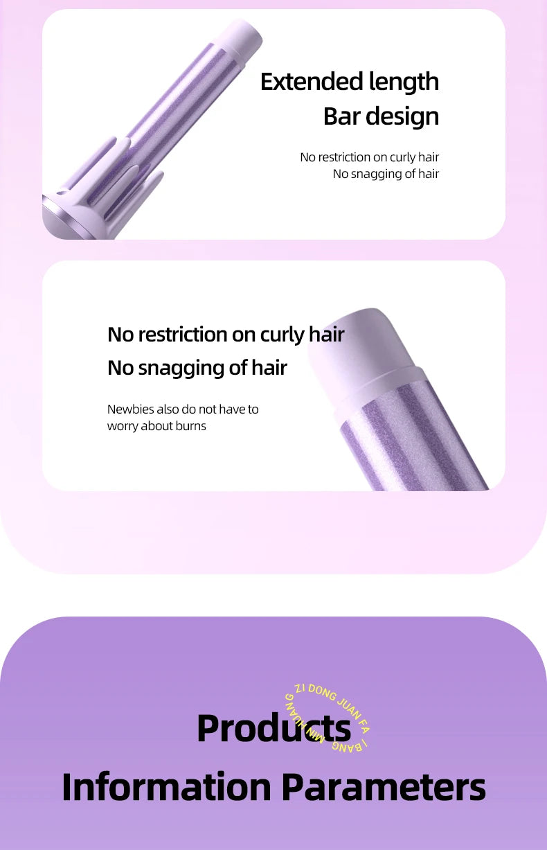 Automatic Hair Curler - Large Wave Curling Iron 28mm/32mm | Fast Heating Tourmaline Ceramic Wand - ZOOMNSTORE