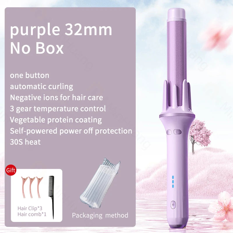 Automatic Hair Curler - Large Wave Curling Iron 28mm/32mm | Fast Heating Tourmaline Ceramic Wand - ZOOMNSTORE