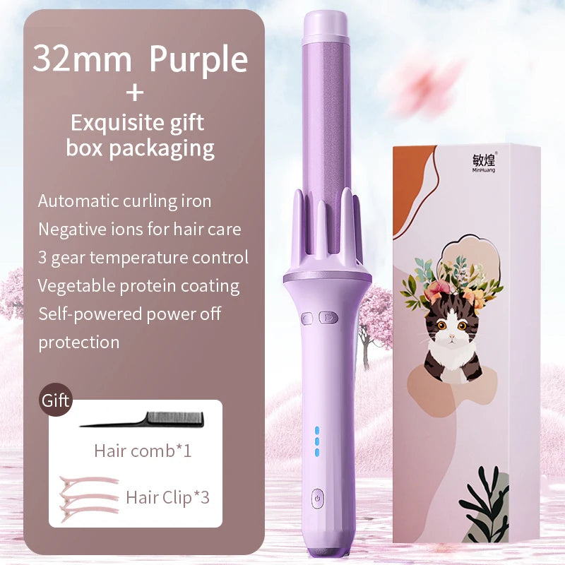 Automatic Hair Curler - Large Wave Curling Iron 28mm/32mm | Fast Heating Tourmaline Ceramic Wand - ZOOMNSTORE