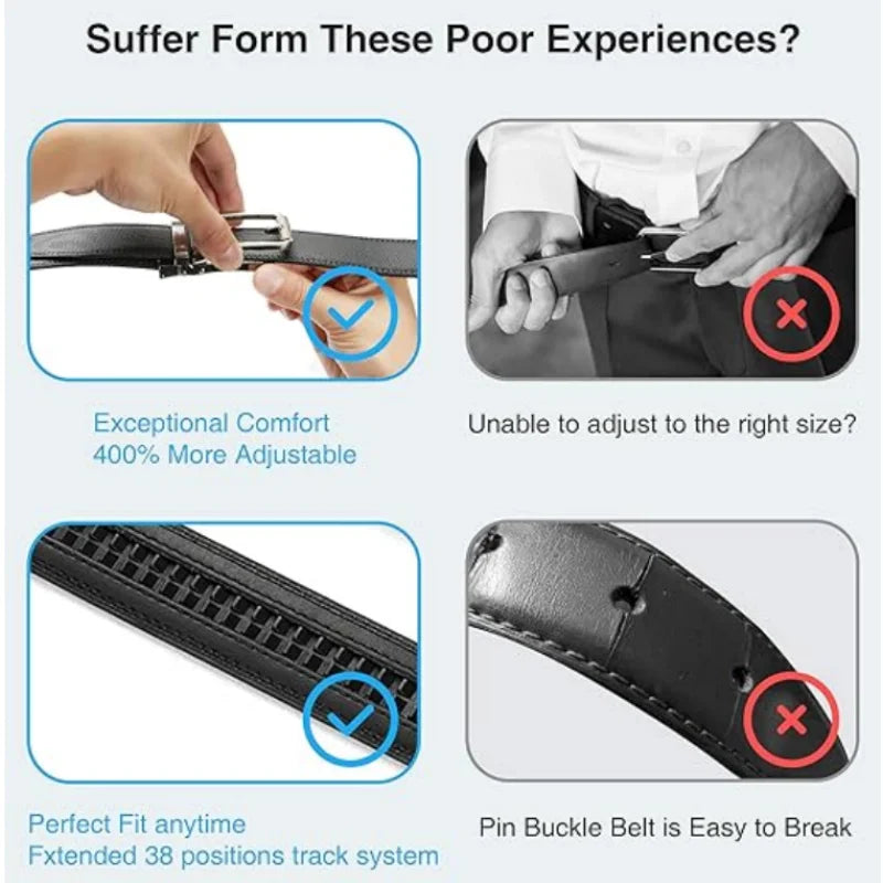 Automatic Leather Ratchet Belt for Men - Adjustable Fashion Designer Belt - ZOOMNSTORE