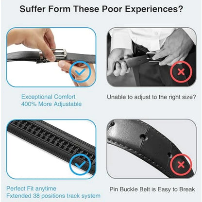 Automatic Leather Ratchet Belt for Men - Adjustable Fashion Designer Belt - ZOOMNSTORE