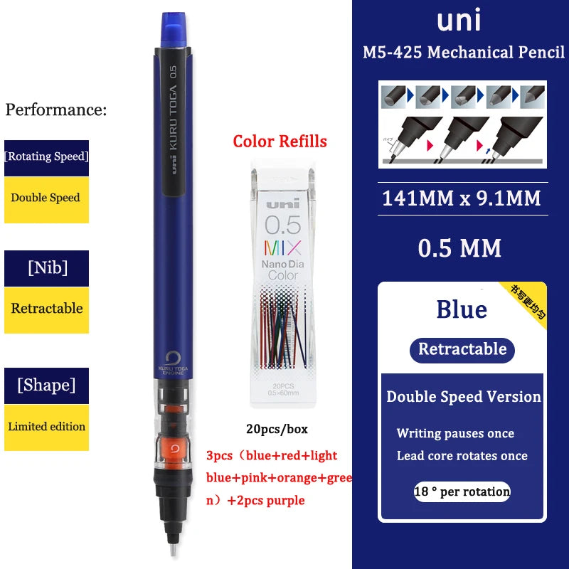 Automatic Mechanical Pencil - 05mm Anti-Slip Grip with Scalable Tip - ZOOMNSTORE