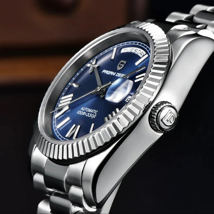 Automatic Mechanical Watch - Men's 36mm Stainless Steel Wristwatch with Sapphire Crystal Dial - ZOOMNSTORE