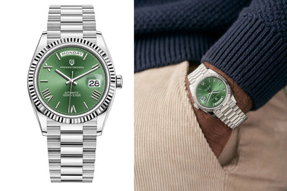 Automatic Mechanical Watch - Men's 36mm Stainless Steel Wristwatch with Sapphire Crystal Dial - ZOOMNSTORE