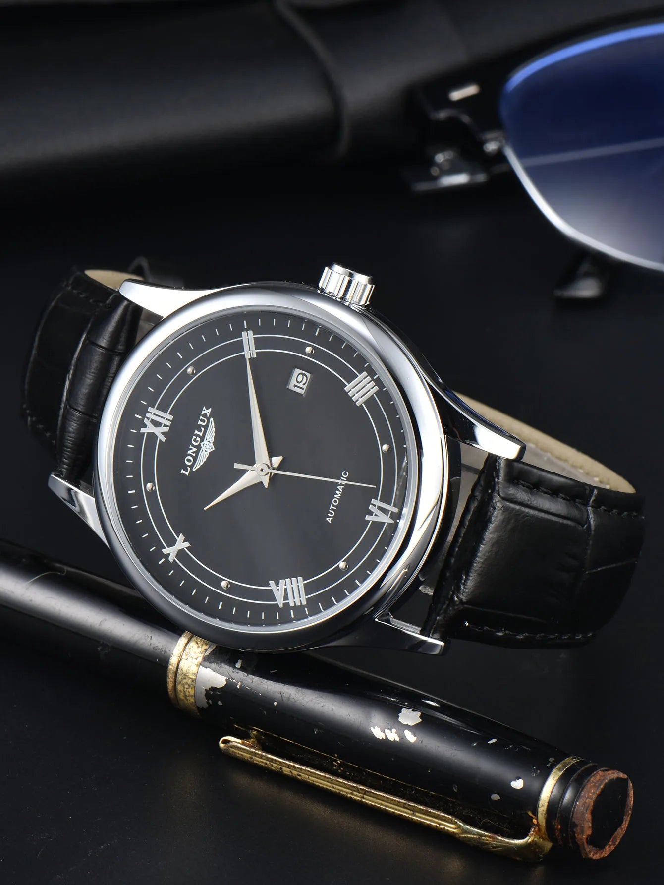 LONGLUX Waterproof Automatic Mechanical Mens Watch - Versatile Fashion Leather Gift - ZOOMNSTORE