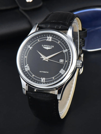 LONGLUX Waterproof Automatic Mechanical Mens Watch - Versatile Fashion Leather Gift - ZOOMNSTORE