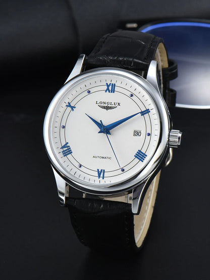 LONGLUX Waterproof Automatic Mechanical Mens Watch - Versatile Fashion Leather Gift - ZOOMNSTORE