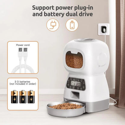 Automatic Pet Feeder - 3.5L Large Capacity Smart Feeding System With Voice Recorder - ZOOMNSTORE