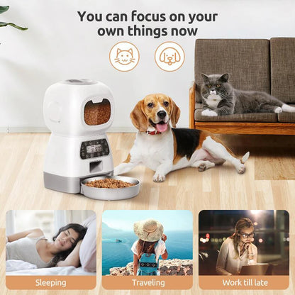 Automatic Pet Feeder - 3.5L Large Capacity Smart Feeding System With Voice Recorder - ZOOMNSTORE