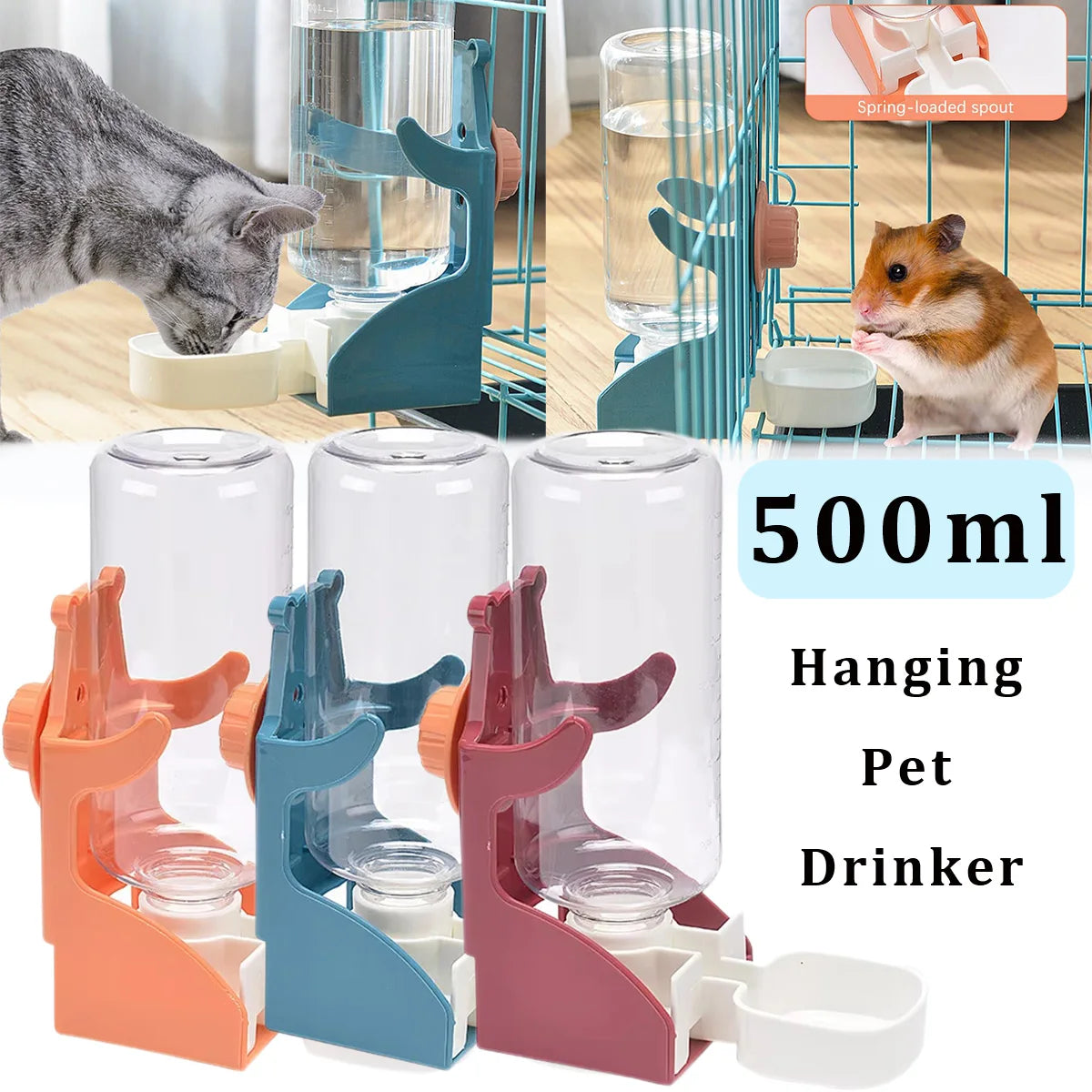 Automatic Pet Water Dispenser - Adjustable Hanging Waterer for Small Animals | Plastic Bottle - ZOOMNSTORE