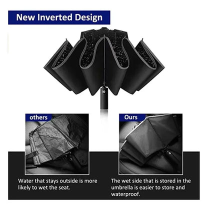 Men Women Umbrella  Fully Automatic Reverse Folding Umbrella with Windproof Reflective Stripe UV Umbrellas - ZOOMNSTORE