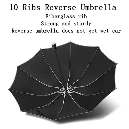 Men Women Umbrella  Fully Automatic Reverse Folding Umbrella with Windproof Reflective Stripe UV Umbrellas - ZOOMNSTORE