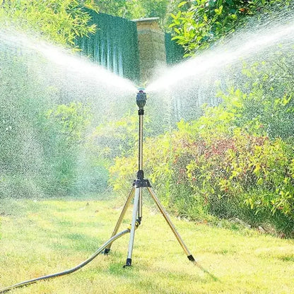 360-Degree Automatic Garden Sprinkler - Stainless Steel Tripod Irrigation Tool - ZOOMNSTORE