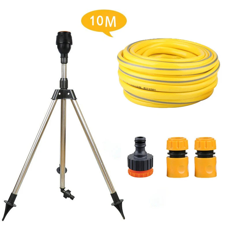 360-Degree Automatic Garden Sprinkler - Stainless Steel Tripod Irrigation Tool - ZOOMNSTORE