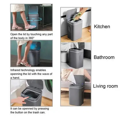 Touchless 16L Sensor Trash Can - Smart Waterproof Kitchen  Bathroom Wastebin - ZOOMNSTORE
