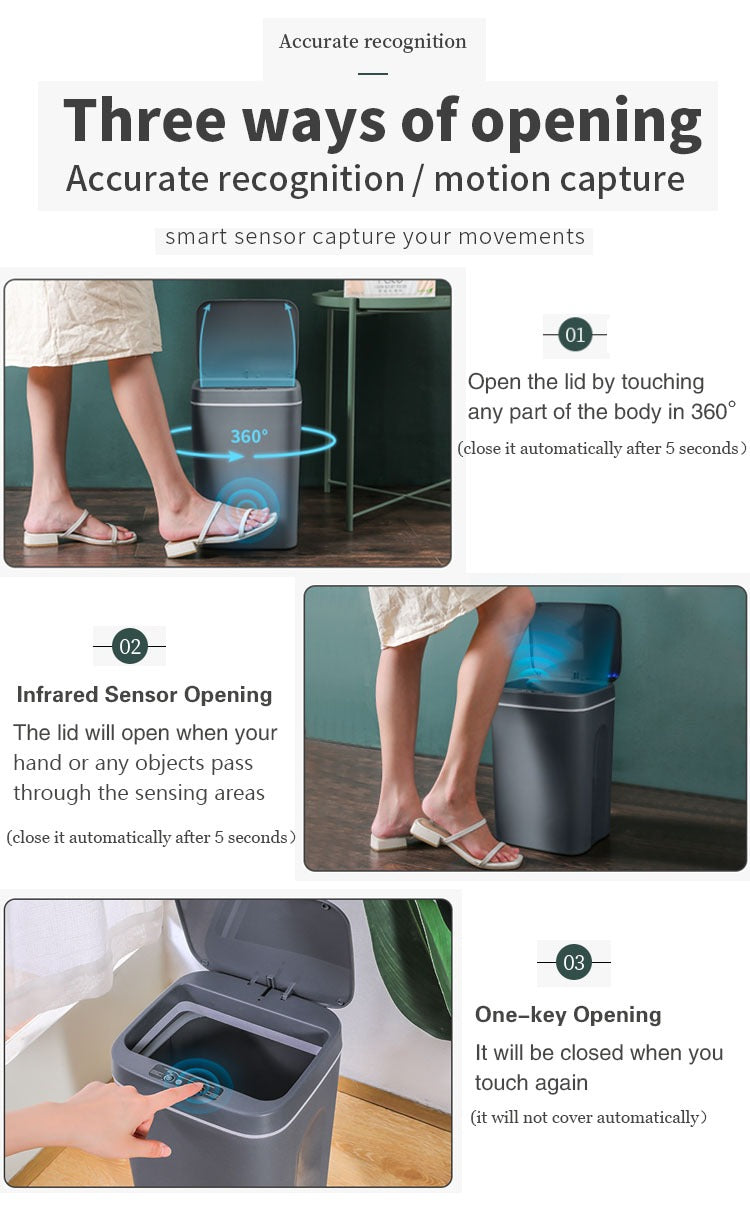 Touchless 16L Sensor Trash Can - Smart Waterproof Kitchen  Bathroom Wastebin - ZOOMNSTORE