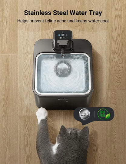 Automatic Stainless Steel Cat Water Fountain - 25L Wireless Pet Drinker with Battery  Sensor - ZOOMNSTORE