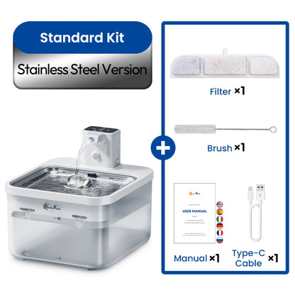 Automatic Stainless Steel Cat Water Fountain - 25L Wireless Pet Drinker with Battery  Sensor - ZOOMNSTORE
