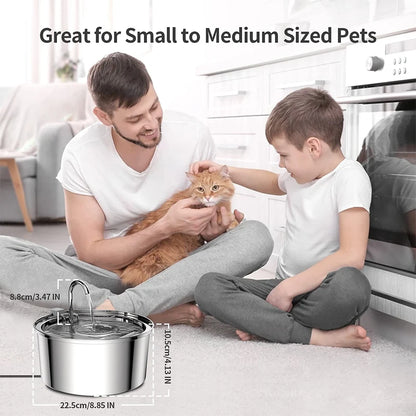 Automatic Stainless Steel Pet Water Fountain - USB Electric Mute Drinking Bowl for Cats and Dogs - ZOOMNSTORE