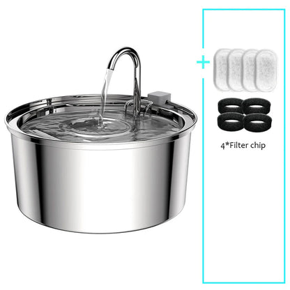 Automatic Stainless Steel Pet Water Fountain - USB Electric Mute Drinking Bowl for Cats and Dogs - ZOOMNSTORE