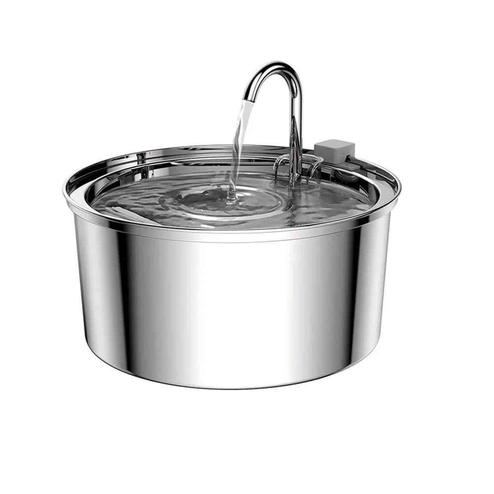 Automatic Stainless Steel Pet Water Fountain - USB Electric Mute Drinking Bowl for Cats and Dogs - ZOOMNSTORE