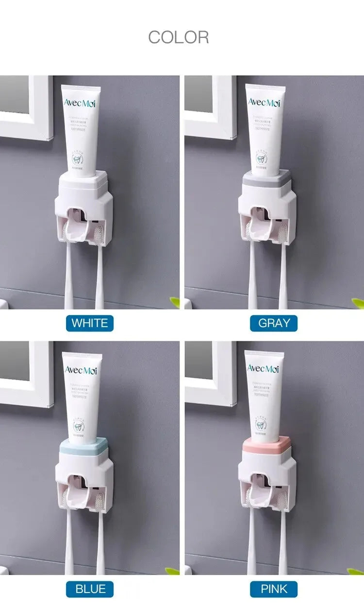 Automatic Toothpaste Dispenser  Toothbrush Holder - Wall Mount Squeezer for Bathroom - ZOOMNSTORE
