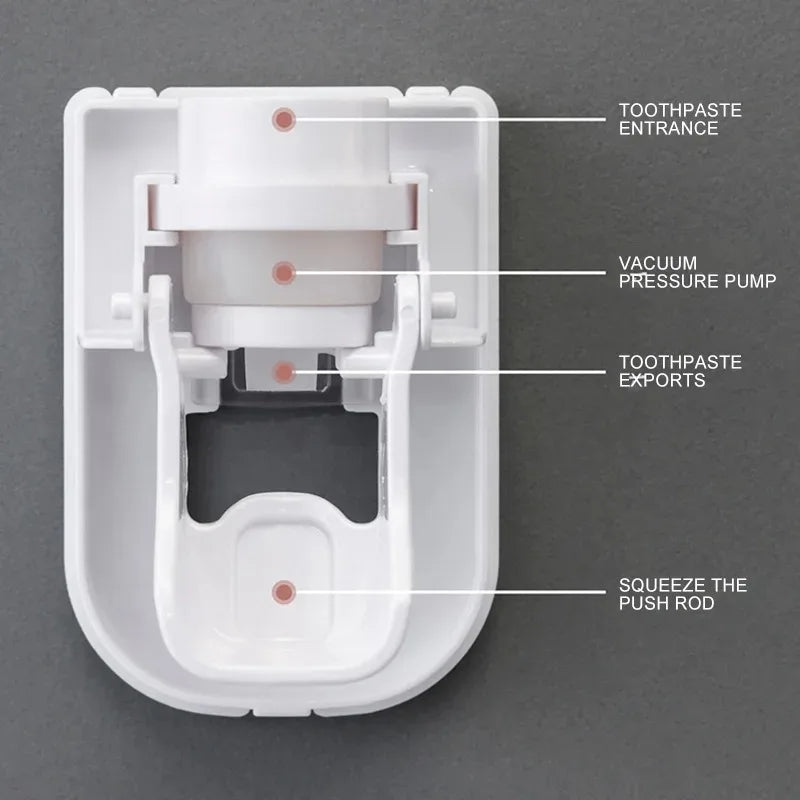 Automatic Toothpaste Dispenser  Toothbrush Holder - Waterproof Wall Mount Bathroom Accessory - ZOOMNSTORE