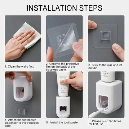 Automatic Toothpaste Dispenser  Toothbrush Holder - Waterproof Wall Mount Bathroom Accessory - ZOOMNSTORE