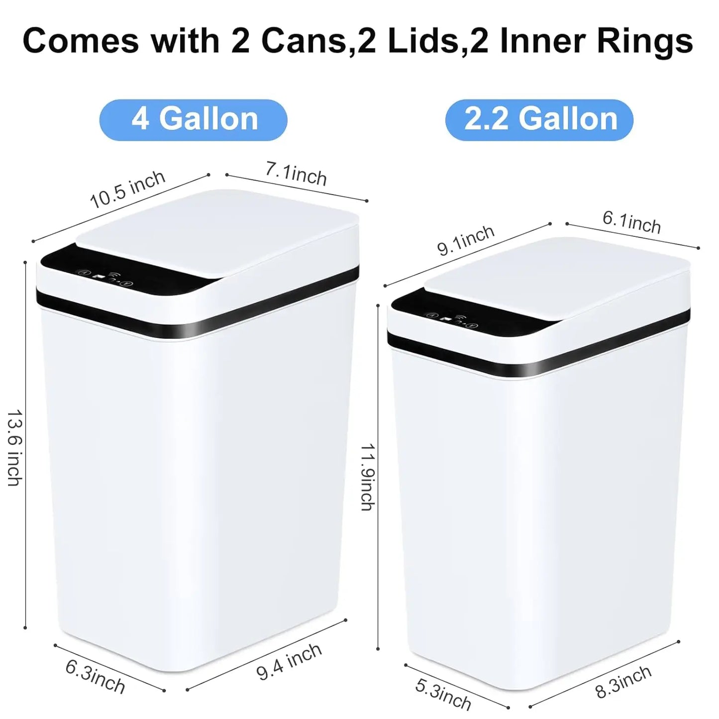 Automatic Trash Can - 2 Pack Motion Sensor Bin with Odor Sealing Lid & Silent Close - ZOOMNSTORE