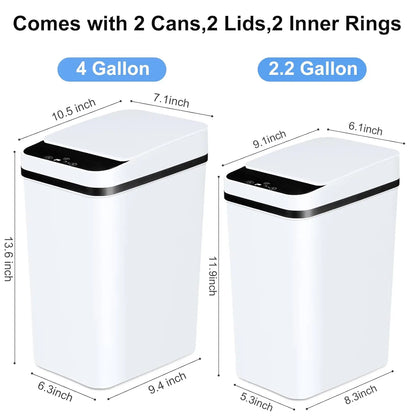 Automatic Trash Can - 2 Pack Motion Sensor Bin with Odor Sealing Lid & Silent Close - ZOOMNSTORE