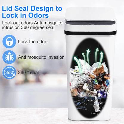 Automatic Trash Can - 2 Pack Motion Sensor Bin with Odor Sealing Lid & Silent Close - ZOOMNSTORE