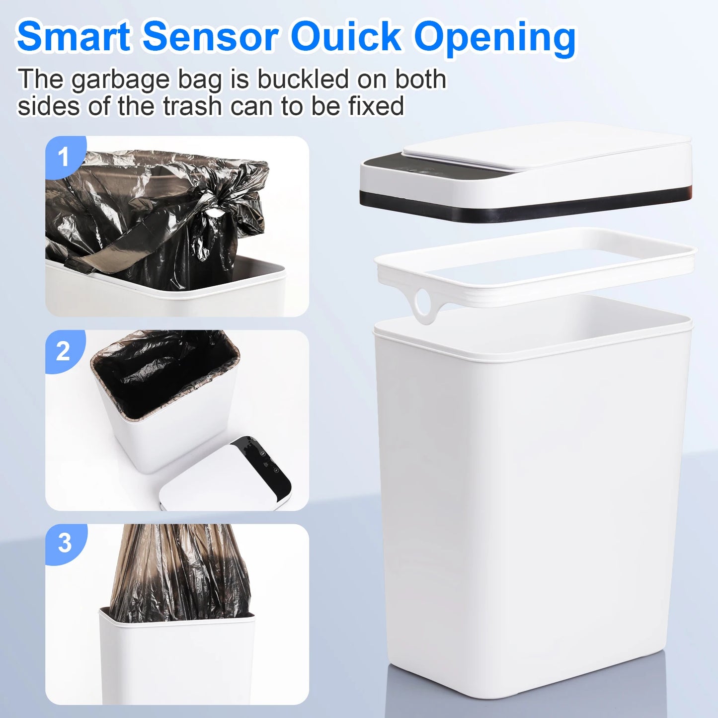 Automatic Trash Can - 2 Pack Motion Sensor Bin with Odor Sealing Lid & Silent Close - ZOOMNSTORE