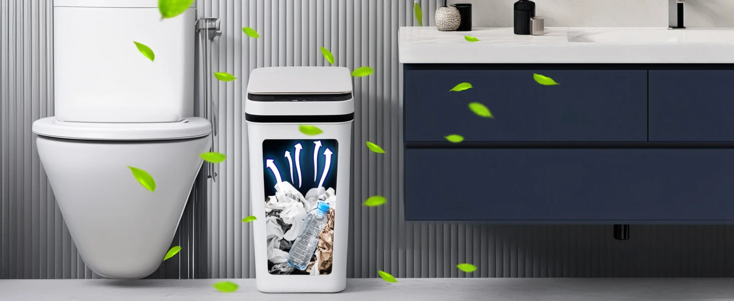 Automatic Trash Can - 2 Pack Motion Sensor Bin with Odor Sealing Lid & Silent Close - ZOOMNSTORE