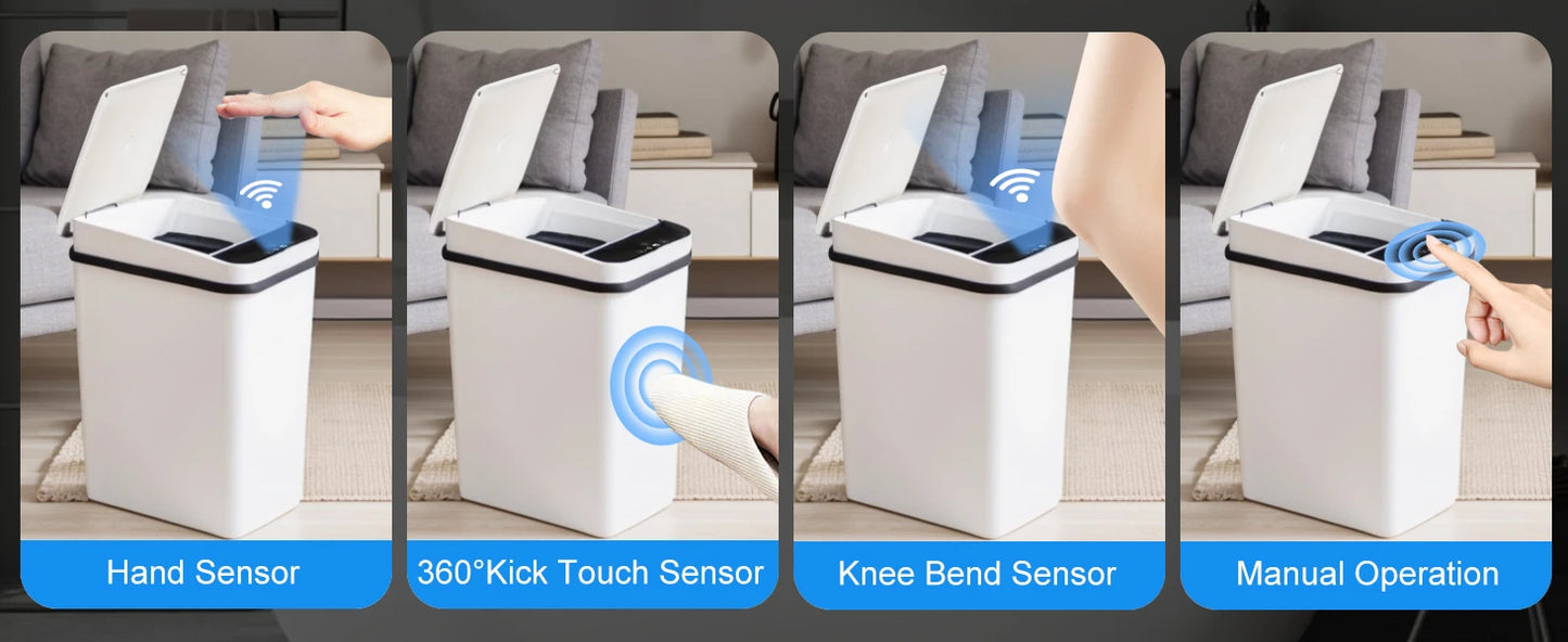 Automatic Trash Can - 2 Pack Motion Sensor Bin with Odor Sealing Lid & Silent Close - ZOOMNSTORE