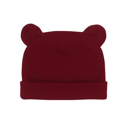 Autumn Winter Baby Hat Comfortable Solid Color Hats Cute Ear Shape Cotton Cap Newborn Photography Props 0 -1 Infant Bonnet Items - ZOOMNSTORE