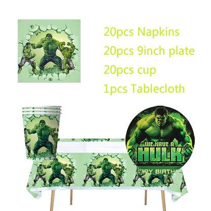 Avengers Hulk Birthday Party Supplies - Superhero Cups Plates Napkins Balloons - ZOOMNSTORE