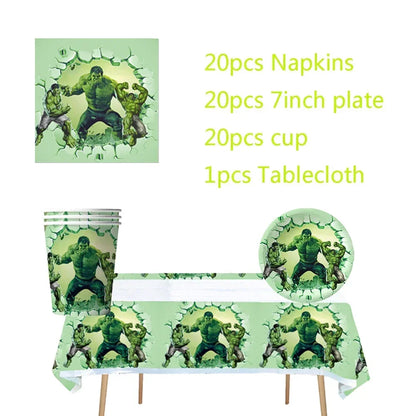 Avengers Hulk Birthday Party Supplies - Superhero Cups Plates Napkins Balloons - ZOOMNSTORE