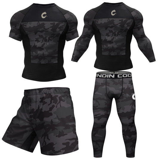 Mens Black No Gi BJJ Jiu Jitsu Set - MMA Shorts  Compression Rashguard - ZOOMNSTORE
