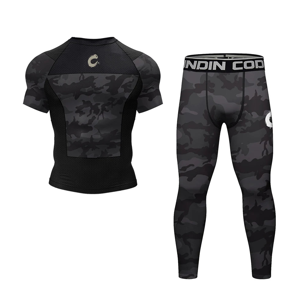 Mens Black No Gi BJJ Jiu Jitsu Set - MMA Shorts  Compression Rashguard - ZOOMNSTORE
