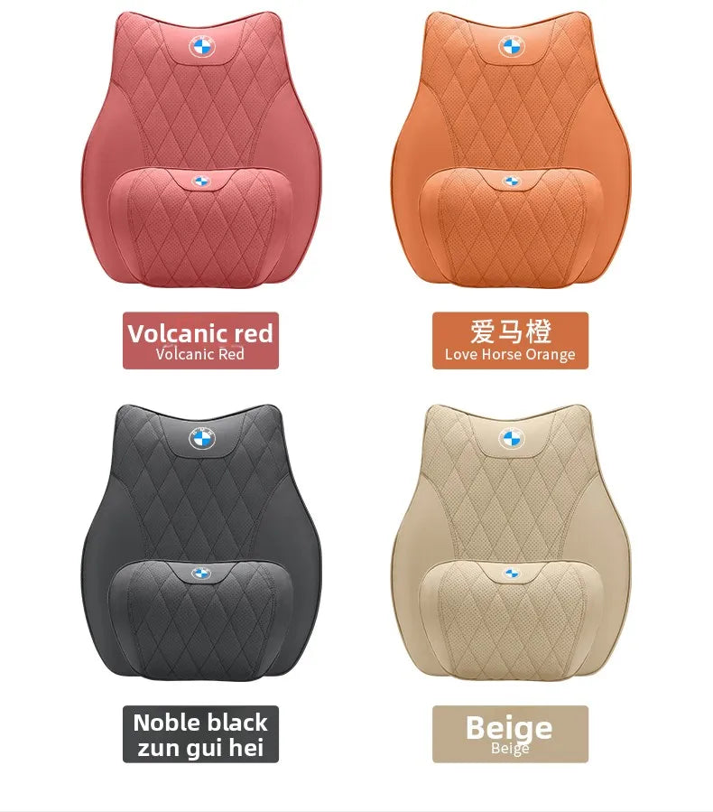 BMW Car Neck Pillow - Memory Foam Car Headrest Cushion | Waist Support Pillow - ZOOMNSTORE