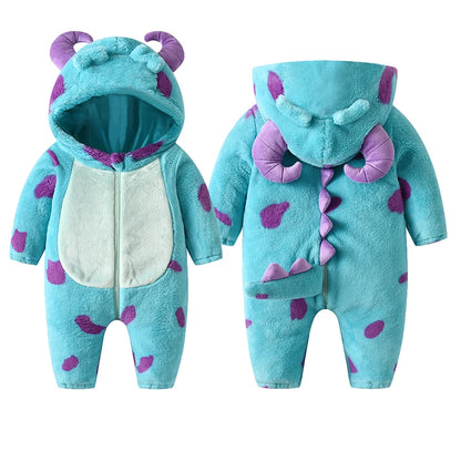 Baby Animal Costume – Toddler Halloween Outfit Hooded Fleece Jumpsuit Warm Winter Romper - ZOOMNSTORE