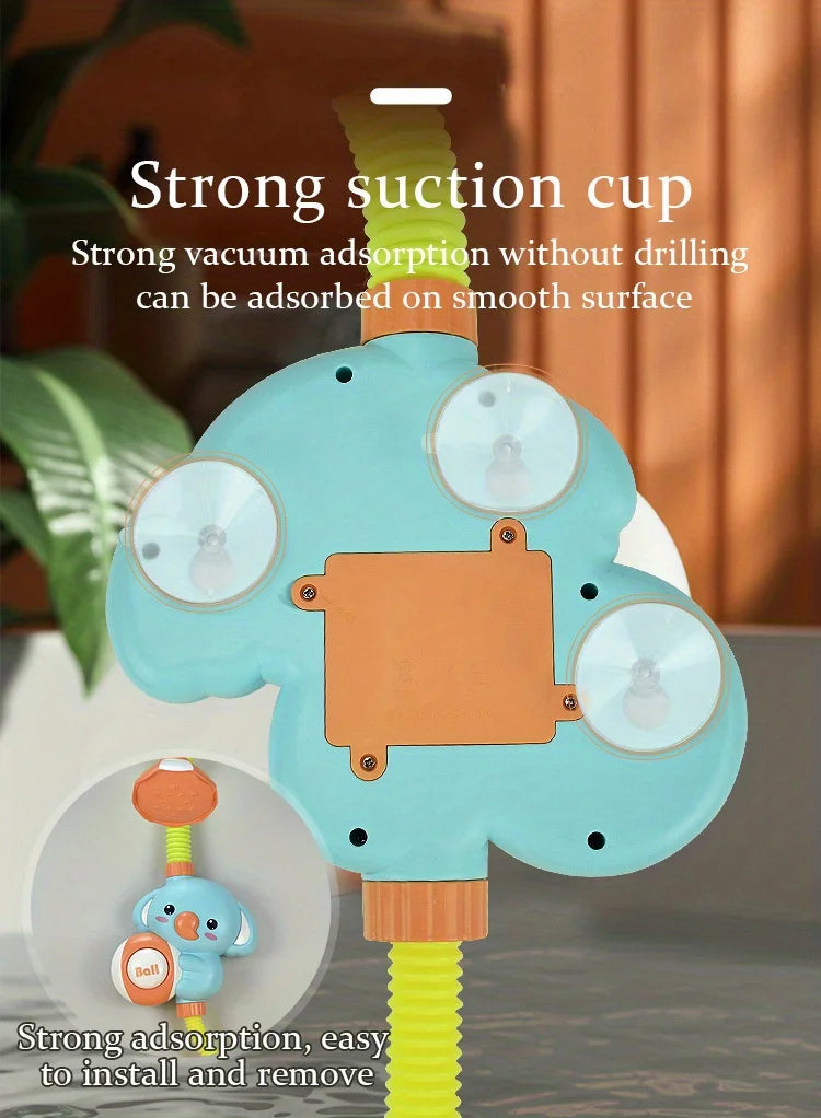 1Set Cartoon Cute Little Elephant Electric Shower, 360°Jet Water Wash Head, Baby Bath Sprayer, Bathroom Fun Water Play Toy - ZOOMNSTORE